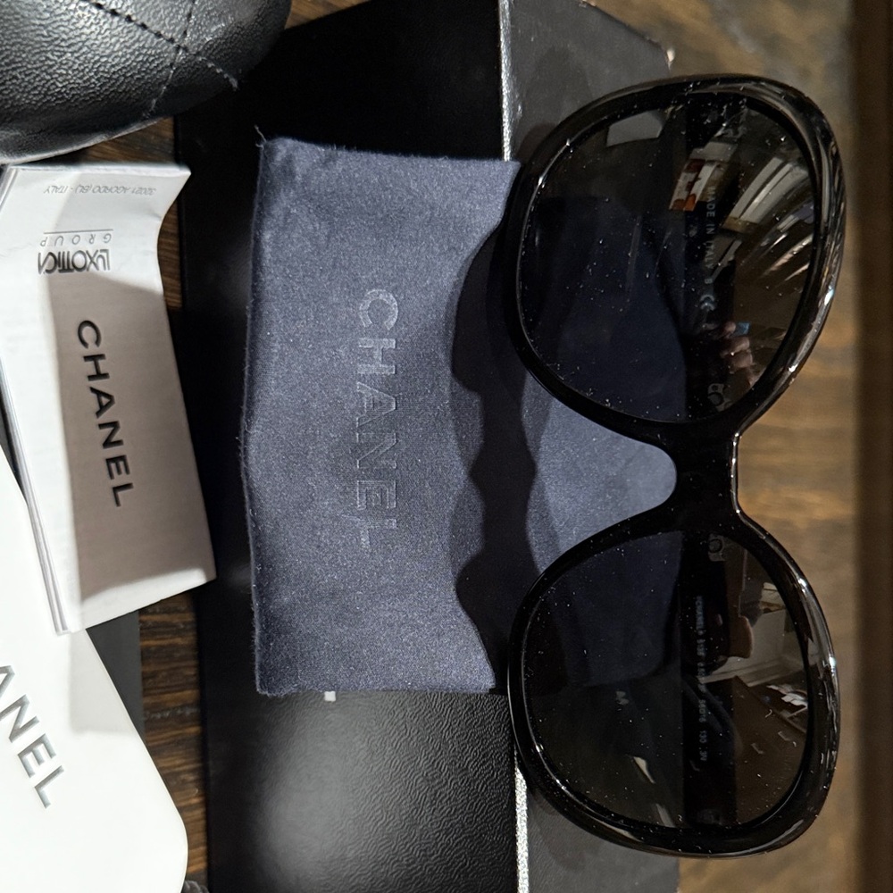 CHANEL Glossy Black Sunglasses